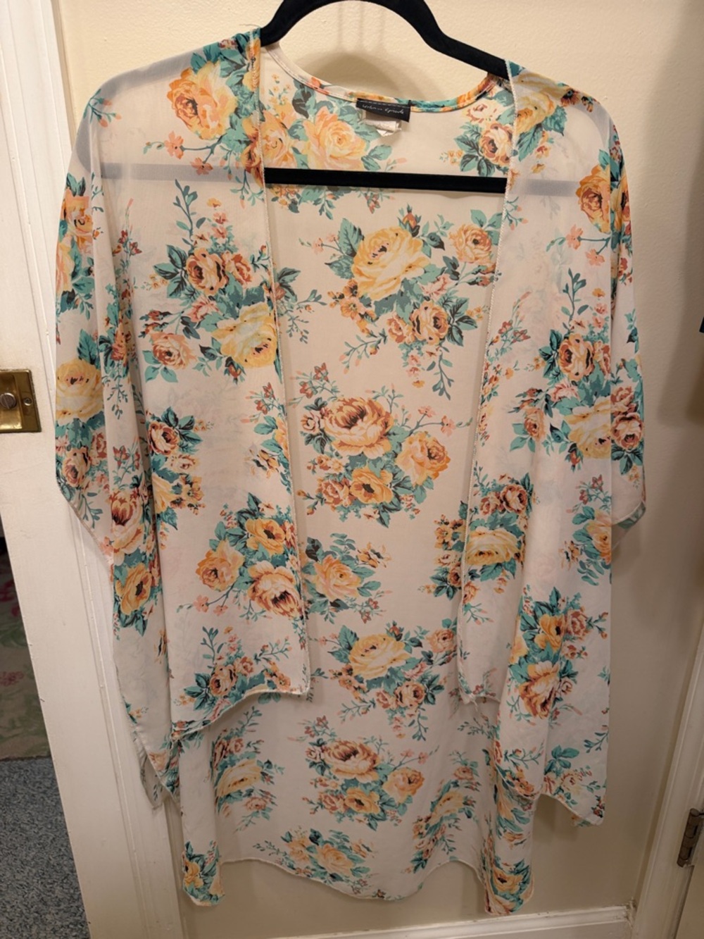 Floral Sheer Kimono Cardigan - Yellow Rose